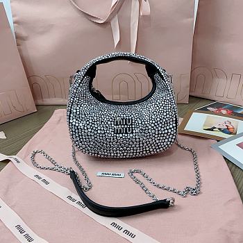 Miumiu Wander Mini Hobo Bag With Crystal - 17×10×6cm