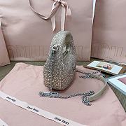 Miumiu Wander Silver Mini Hobo Bag With Crystal - 17×10×6cm - 5