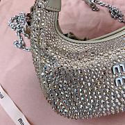 Miumiu Wander Silver Mini Hobo Bag With Crystal - 17×10×6cm - 4