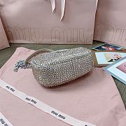 Miumiu Wander Silver Mini Hobo Bag With Crystal - 17×10×6cm - 3