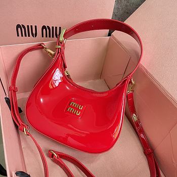 Miumiu Patent Red Leather Hobo Bag - 20x17x6cm