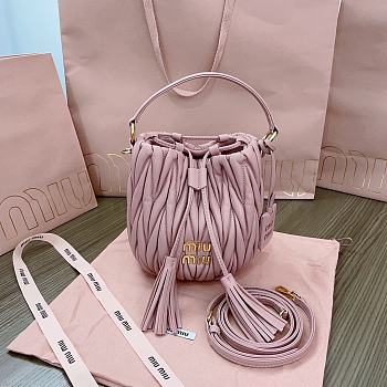 Miumiu Matelassé Nappa Pink Leather Bucket Bag - 17x15x10cm