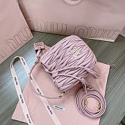 Miumiu Matelassé Nappa Pink Leather Bucket Bag - 17x15x10cm - 2