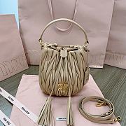 Miumiu Matelassé Nappa Beige Leather Bucket Bag - 17x15x10cm - 1