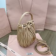 Miumiu Matelassé Nappa Beige Leather Bucket Bag - 17x15x10cm - 3