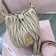 Miumiu Matelassé Nappa Beige Leather Bucket Bag - 17x15x10cm - 2