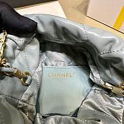 Chanel 22 Blue Grey Lambskin Leather Handbag 20cm - 2