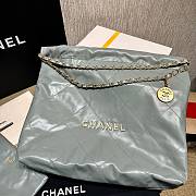 Chanel 22 Blue Grey Lambskin Leather Handbag 35cm - 3