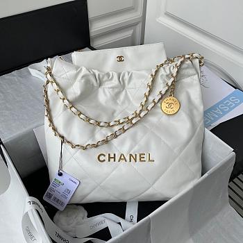 Chanel 22 White Lambskin Leather Handbag 35cm