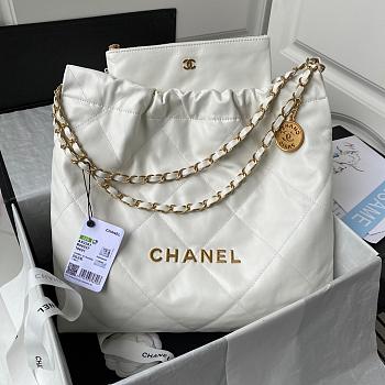 Chanel 22 Large White Lambskin Leather Handbag 39cm
