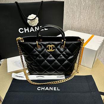 Chanel Small Shopping Bag Lambskin Black 22cm