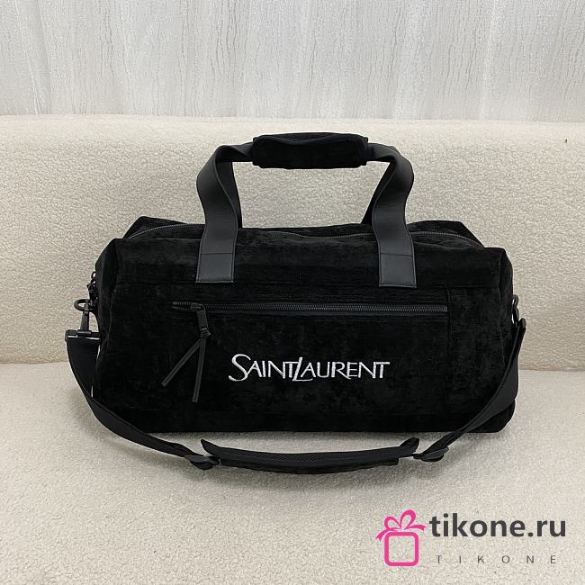 YSL Jacquard Suede Duffle Black Bag - 50x24x25cm  - 1