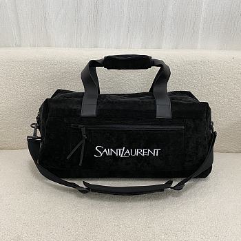 YSL Jacquard Suede Duffle Black Bag - 50x24x25cm 
