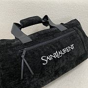 YSL Jacquard Suede Duffle Black Bag - 50x24x25cm  - 3