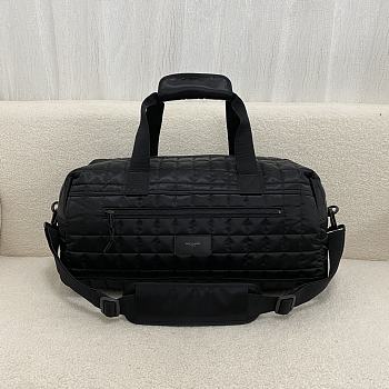 YSL Jacquard Duffle Black Bag - 50x24x25cm