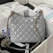 Chanel Hobo Grey Lambskin Handbag - 21.5×22.5×7cm - 4