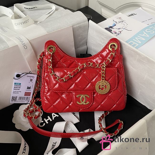 Chanel Hobo Red Lambskin Handbag - 17×19×6cm - 1