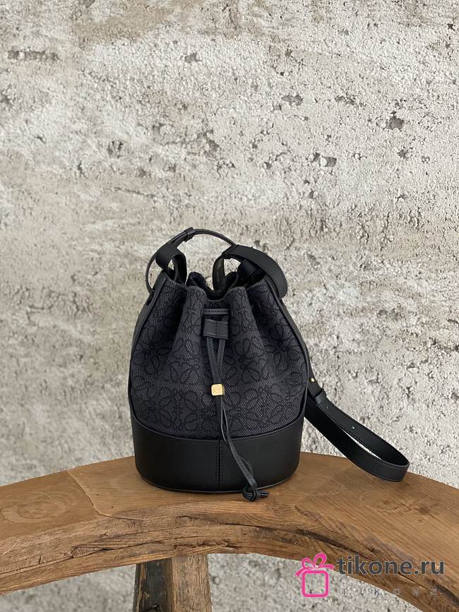 Loewe Balloon Large Anagram Black Canvas Bag - 21.5x31x16cm - 1