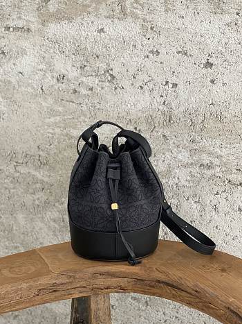 Loewe Balloon Large Anagram Black Canvas Bag - 21.5x31x16cm