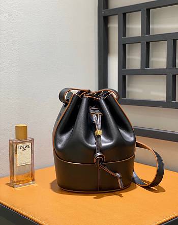 Loewe Balloon Large Anagram Black Leather Bag - 21.5x31x16cm