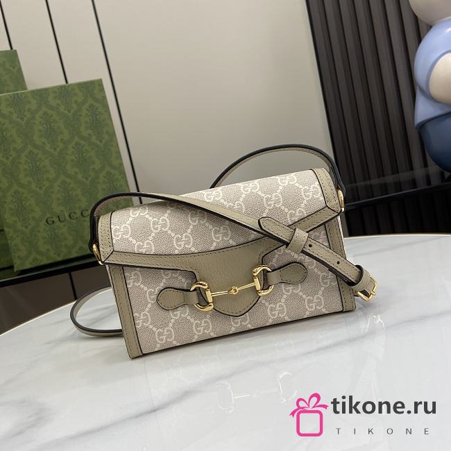 Gucci Horsebit 1955 Mini Bag Beige Ebony Grey - 18x15x2cm - 1