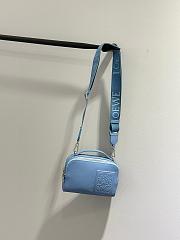 Loewe Blue Debossed Leather Messenger Bag - 19x12.5x6.5cm - 3