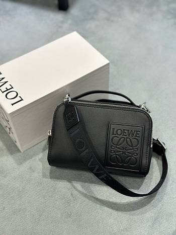 Loewe Black Debossed Leather Messenger Bag - 19x12.5x6.5cm