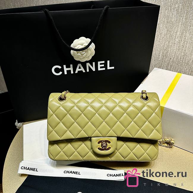 Chanel Flap Bag Olive Leather 25cm - 1