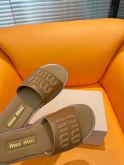 Miumiu Brown Leather Slippers - 2