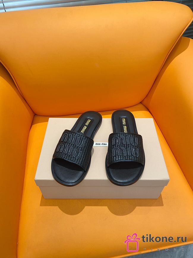 Miumiu Black Leather Slippers 01 - 1