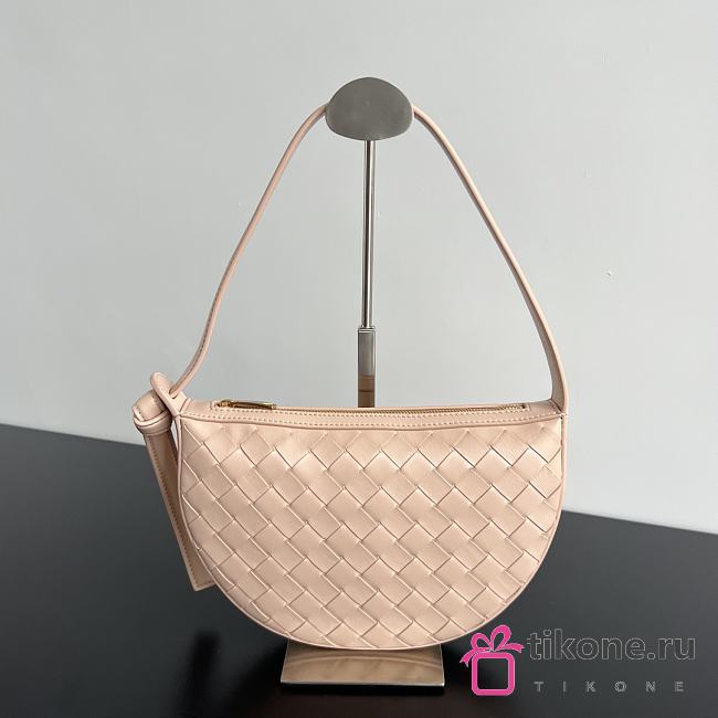 Bottega Veneta Sunrise Half Moon Bag In Pink - 23x15x4cm - 1