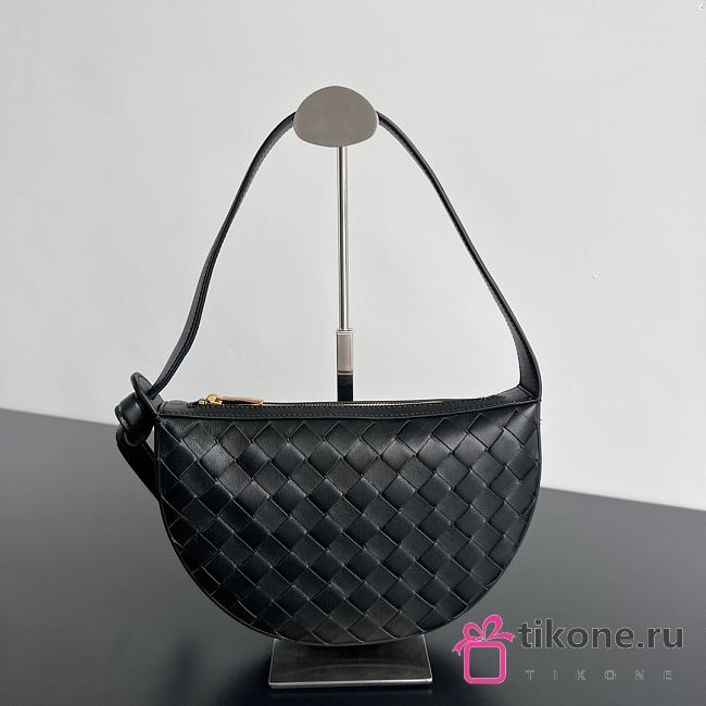 Bottega Veneta Sunrise Half Moon Bag In Black - 23x15x4cm - 1