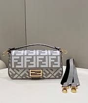 Fendi Baguette Grey Canvas Bag - 27×6×14cm  - 1