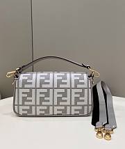 Fendi Baguette Grey Canvas Bag - 27×6×14cm  - 5