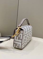 Fendi Baguette Grey Canvas Bag - 27×6×14cm  - 3