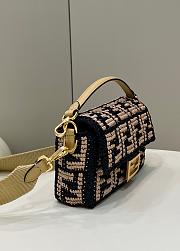 Fendi Raffia Baguette Natural Black Paglia - 27x15x6cm - 2