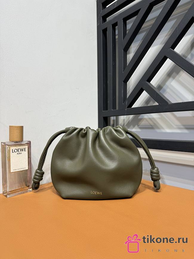 Loewe Small Olive Calfskin Flamenco Pouch - 23x17x5.5cm - 1