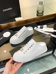 Chanel White Lace-up Sneakers - 5