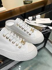 Chanel White Lace-up Sneakers - 4