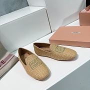 Miumiu Natural Woven Fabric Loafers - 1