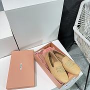 Miumiu Natural Woven Fabric Loafers - 4