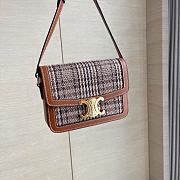 Celine Triomphe Classic Check Shoulder Bag Brown 18.5cm - 1