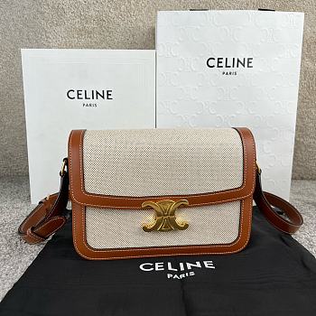 Celine Teen Triomphe Bag In Textile And Cakfskin - 22x16.5x7cm