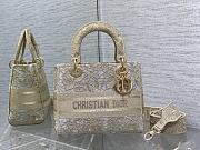 Dior Lady Yellow Brocade Handbag 24cm - 1