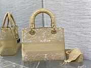 Dior Lady Beige Brocade Handbag 24cm - 2