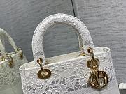 Dior Lady White Brocade Handbag 24cm - 4