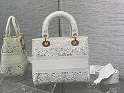 Dior Lady White Brocade Handbag 24cm - 2