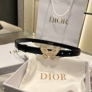 Dior Black Leather Gold Butterfly Buckle Belt Width 2cm - 1