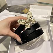 Dior Black Leather Gold Butterfly Buckle Belt Width 2cm - 4