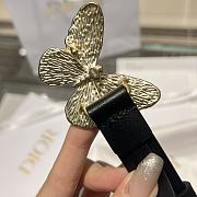 Dior Black Leather Gold Butterfly Buckle Belt Width 2cm - 3